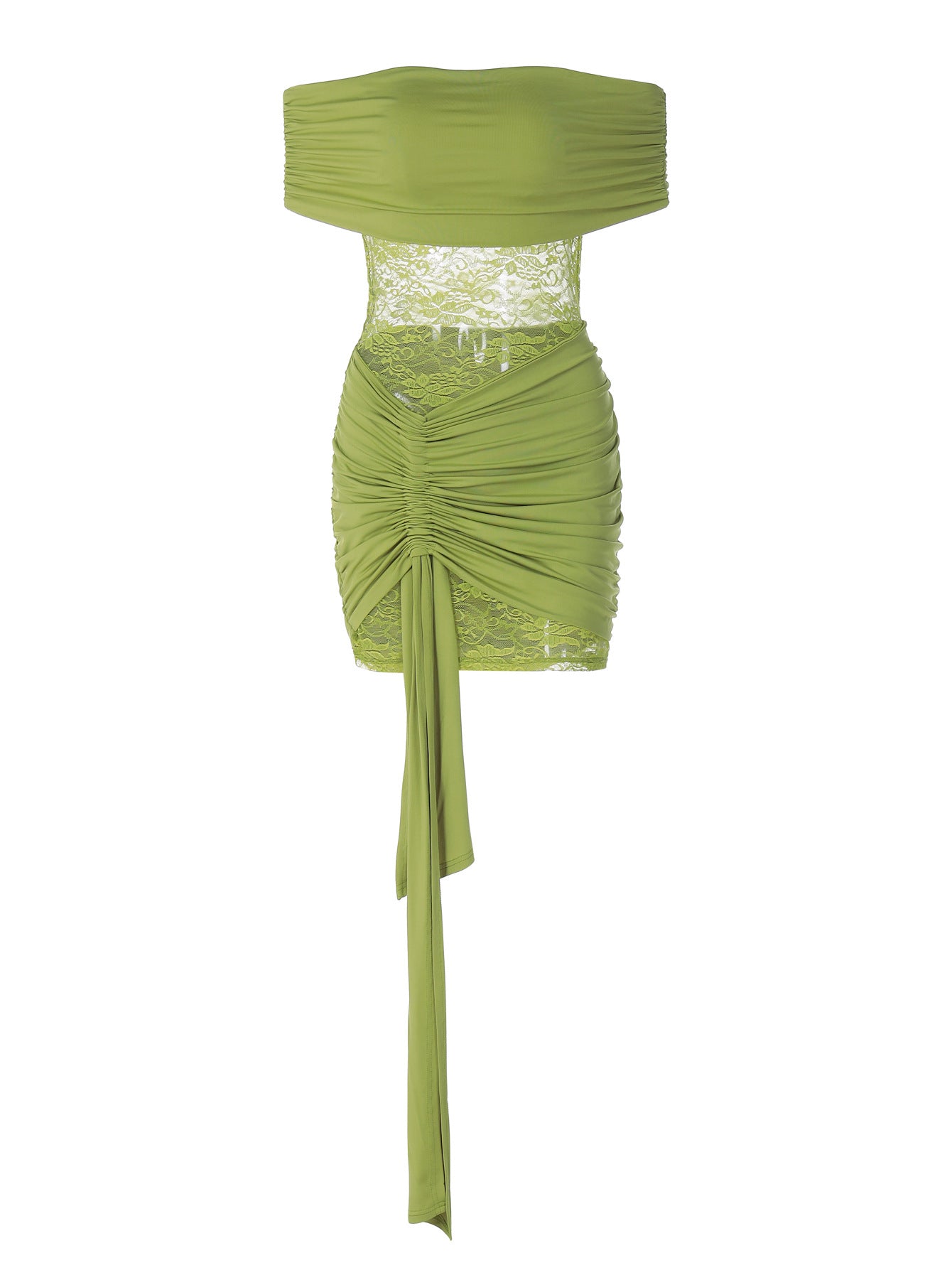 Vestido de renda bestseller europeu e americano, patchwork sexy sem alças com ombros descobertos, saia curta transparente com alças justas para mulheres