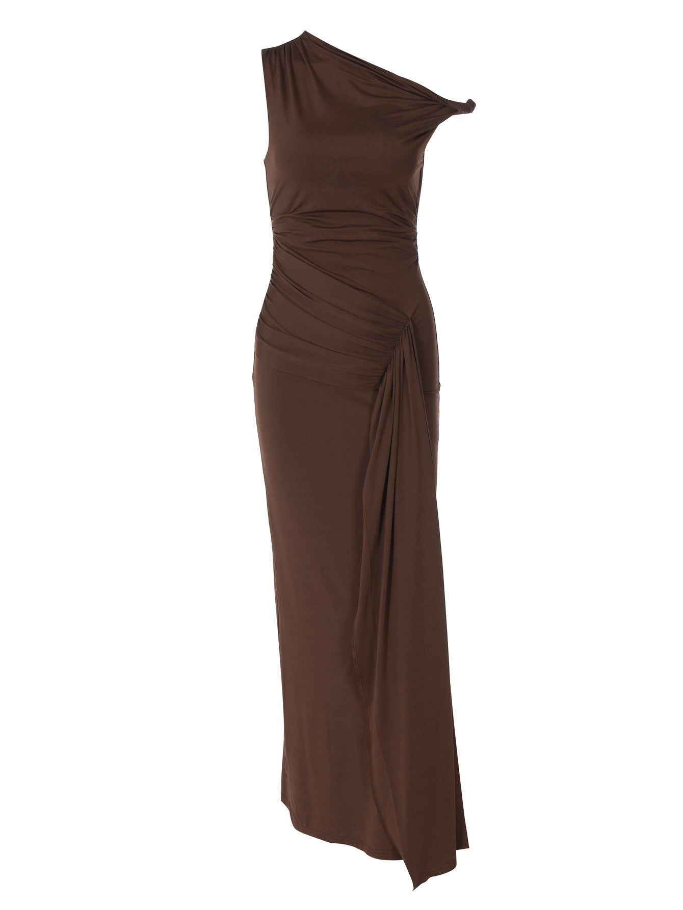 Roupa feminina transfronteiriça europeia e americana 2026 verão nova moda slim-fit diagonal sem mangas vestido de cor sólida por grosso