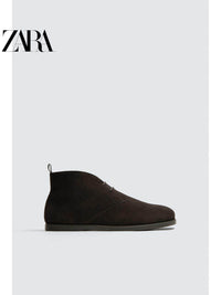 ZARA 2026 Primavera/Verão Sapatos Masculinos, Botas Derby com Cadarço e Detalhes em Camurça, 2434720 700