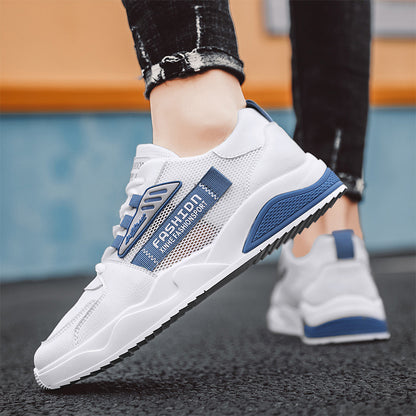Sapatos Masculinos de Verão 2025 Novos Sapatos Desportivos Casual Versáteis, Sapatos Pequenos de Quadro Branco Respiráveis e Resistentes a Odores, Sapatos de Rede Masculina