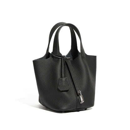 Malas 2026 Nova Cesta de Couve com Balde Bolsa de Mulher TC Mala de Pele Genuína Mala de Mãe Bolsa de Noiva Sensação de Luxo de Casamento