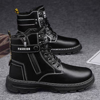Sapatos masculinos de cano alto, sapatos de proteção para caminhadas ao ar livre na primavera, botas de trabalho, botas Martin de trabalho, calçado da moda para desportos de motociclismo masculino