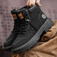 Botas Martin de Homem Roupa de trabalho de outono de estilo britânico de cano alto Botas de trabalho amarelas grandes para camisola desportiva casual masculina para caminhadas ao ar livre com sola grossa
