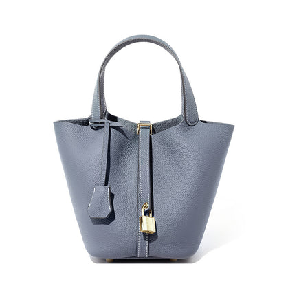 Malas 2026 Nova Cesta de Couve com Balde Bolsa de Mulher TC Mala de Pele Genuína Mala de Mãe Bolsa de Noiva Sensação de Luxo de Casamento