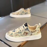 Sapatos de lona vintage estampados e respiráveis de primavera para homem, ténis desportivos casuais para estudantes versáteis e respiráveis