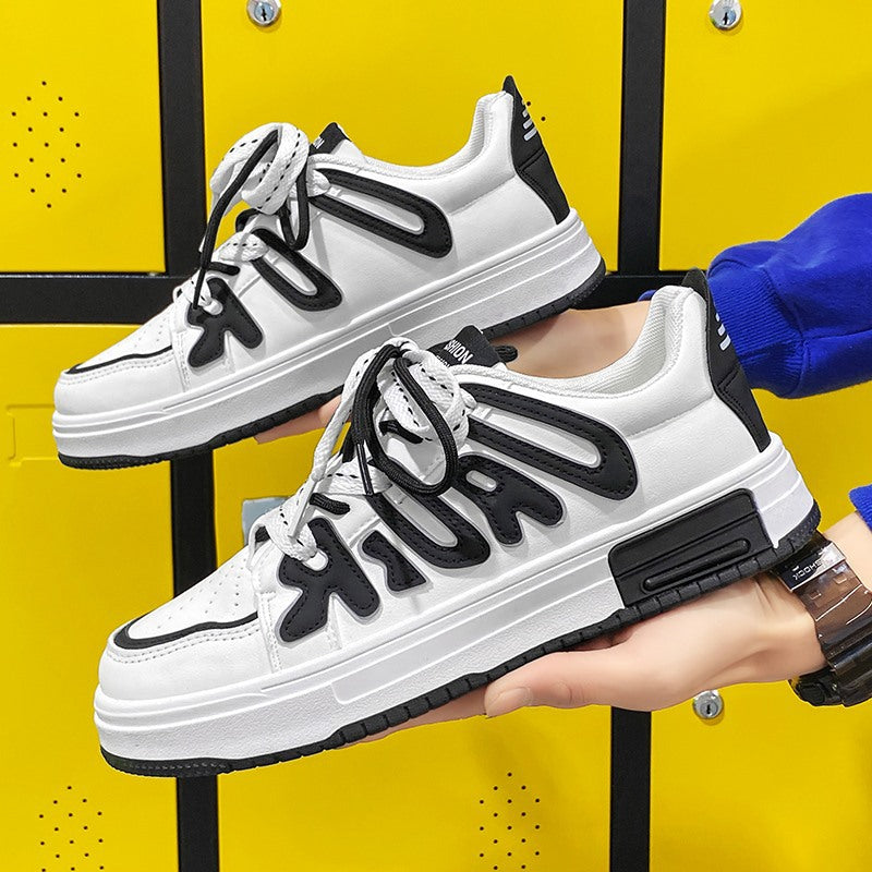 Sapatos de primavera para homem, novos sapatos casuais flexíveis e modernos ao estilo Hong Kong, sapatos juvenis, sapatos desportivos brancos e modernos