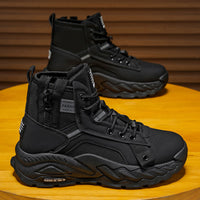 Botas Martin para homens, botas britânicas vintage de trabalho de outono de cano alto, sapatos desportivos casuais para caminhadas ao ar livre com sola espessa e impermeáveis