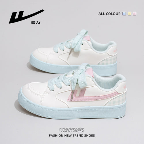 Os novos ténis modernos e versáteis com blocos de cor da Warrior 2026, sapatos casuais confortáveis e de alta estética, sapatos femininos de moda na moda
