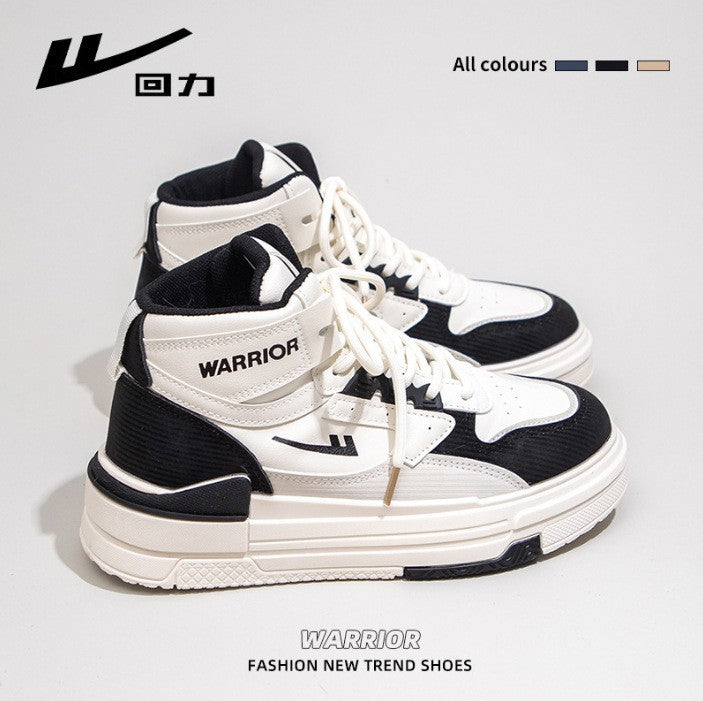 Sapatos guerreiros para mulheres, sapatos casuais versáteis de cano alto e na moda com blocos de cor, ténis confortáveis de primavera para o dia a dia, sapatos plataforma de alta saliência