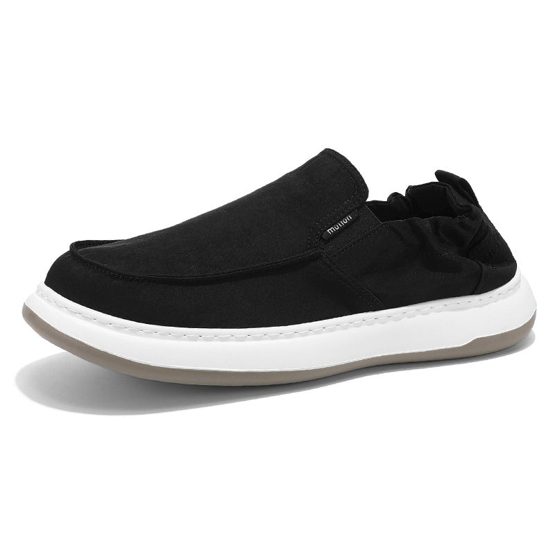 Sapatos de Homem 2025 Outono Novos de Lona de Sola Grossa Sapatos Casuais de Tecido Masculino Confortáveis Calçados de Tecido Preguiçosos Versáteis Versáteis