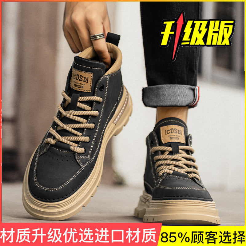 Botas Martin de Homem 2025 Novas Botas de Couro Retro Retro Retro de Outono De Outono Calçado de Trabalho Preto de Cano Alto Sapatos Masculinos