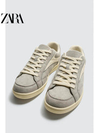 ZARA Primavera/Verão 2026 - Novos Sapatos Masculinos: Tênis retrô leve com cadarço e cabedal em patchwork 2224720 802