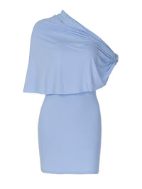 Comércio estrangeiro, estilo europeu e americano feminino de moda feminina slim, de cor sólida e sexy, vestido bodycon com gola diagonal