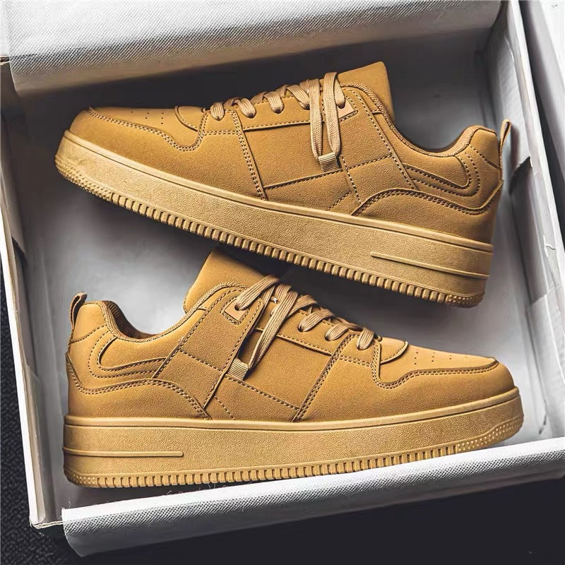 Sapatos masculinos de verão, sapatos novos e respiráveis, ténis desportivos casuais da moda e versáteis de cor trigo para estudantes, sapatos modernos