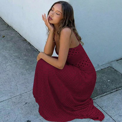 Verão 2026 Amazon Novo Vestido Feminino Sexy de Bolinhas Vintage Plissado Elegante Com Peças em Grosso