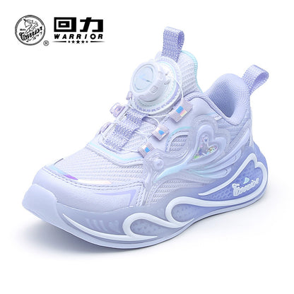 Sapatos casuais para raparigas respiráveis em forma de coração e versáteis, sapatos novos de botões, sapatos infantis Warrior Zhongda para estudantes, sapatos desportivos giros