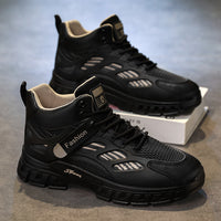 Sapatos masculinos de outono, novos sapatos altos e respiráveis, ténis de rede masculinos versáteis para aumentar a altura, sapatos casuais de pai