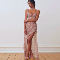 Vestido Feminino Quente Novo Quente de Verão 2026, Floral Sexy, Abertura Sem Costas, Abertura Aberta para Mulheres