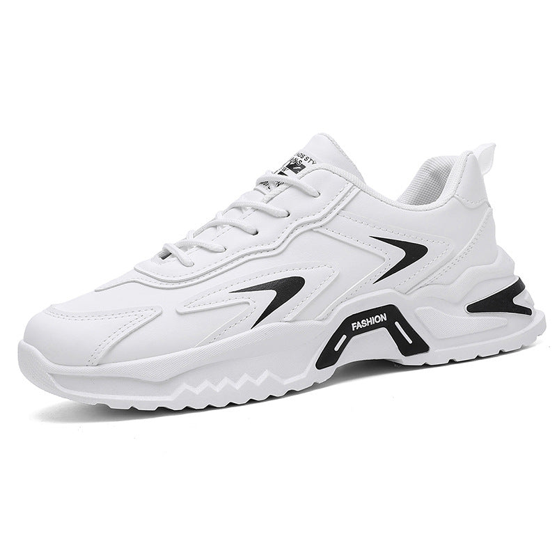 Sapatos masculinos de primavera, novos sapatos brancos versáteis e modernos de 2025, aumento de altura para desportos juvenis casuais, sapatos da moda do pai