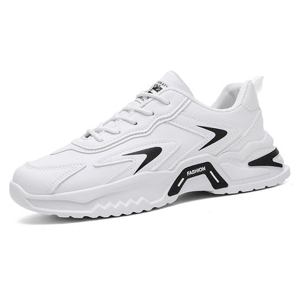 Sapatos masculinos de primavera, novos sapatos brancos versáteis e modernos de 2025, aumento de altura para desportos juvenis casuais, sapatos da moda do pai