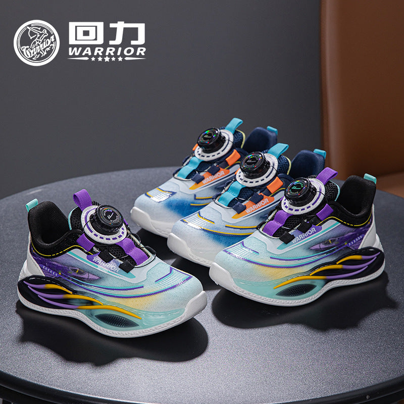 Os novos sapatos infantis versáteis e confortáveis e com blocos de cores da Warrior, sapatos desportivos de exterior estilosos e modernos, sapatos de botão de alta qualidade e na moda
