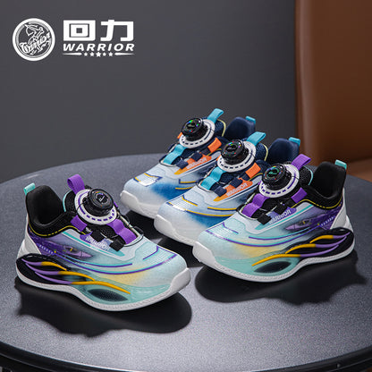 Os novos sapatos infantis versáteis e confortáveis e com blocos de cores da Warrior, sapatos desportivos de exterior estilosos e modernos, sapatos de botão de alta qualidade e na moda