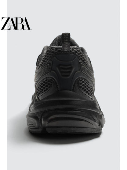 ZARA 2026 Primavera/Verão Novos Sapatos Masculinos: Design de Cadarço Duplo, Tênis de Corrida com Sola Grossa Irregular, 2392720 800