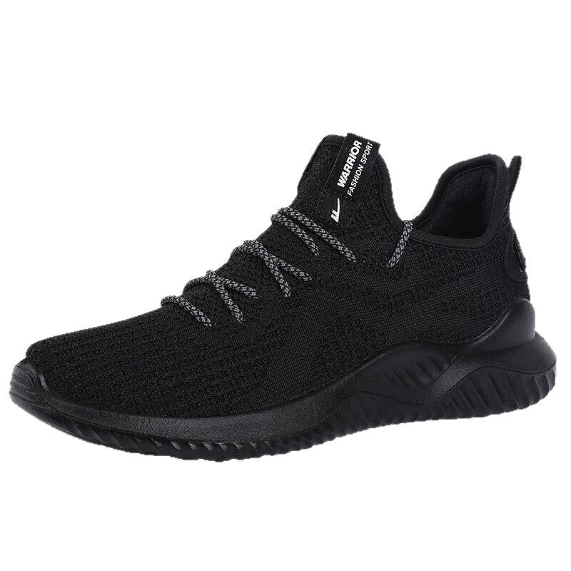 Sapatilhas desportivas Warrior com sola macia, novas sapatilhas de coco de malha respiráveis, sola leve de malha preta e sapatos casuais para homens