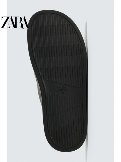 ZARA Coleção Verão 2026 Sapatos Masculinos: Sapato de Couro com Aba, Bico Redondo e Sola de Madeira (2761720 802)