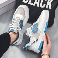 Sapatos de malha fina respiráveis para primavera para homem Sapatos desportivos casuais versáteis Sapatos pequenos de quadro branco para homens Sapatos modernos para homens