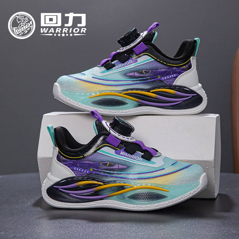 Os novos sapatos infantis versáteis e confortáveis e com blocos de cores da Warrior, sapatos desportivos de exterior estilosos e modernos, sapatos de botão de alta qualidade e na moda