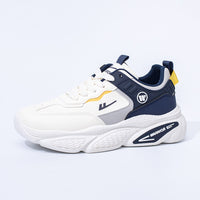Warrior em pele baixa, sapatos masculinos confortáveis e versáteis de peça única, sapatos pretos com blocos de cor, estilo alto, sapatos de plataforma modernos e modernos