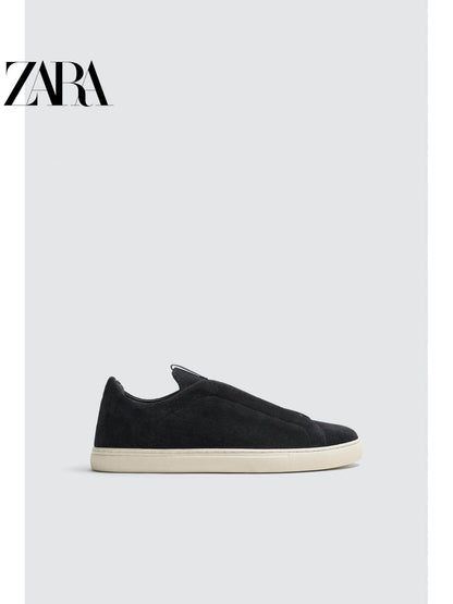 ZARA 2026 Primavera/Verão Novos Sapatos Masculinos, Detalhes em Camurça, Tênis Leves com Cadarço, 2240720 400