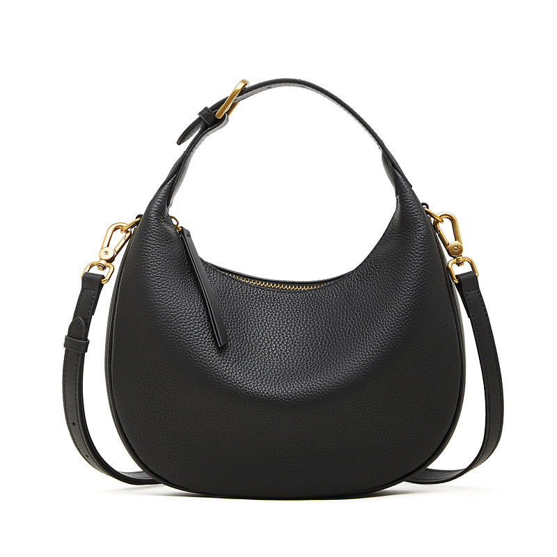 Bolsas de vaca de topo de gama, bandoleiras, malas em forma de crescente, malas de luxo leve e de grande capacidade de alta gama, malas femininas, bolinhos de couro genuíno de camada superior