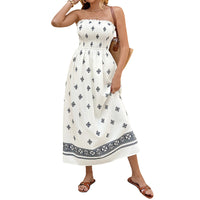 Primavera/verão 2026 novo vestido étnico sem alças, vestido comprido de cintura alta cruz europeu e americano para mulheres