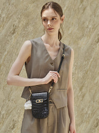 Malas de pele genuína, designs coreanos de nicho, novas malas Kaili, malas femininas crossbody de ombro simples, bolsa retro de batom para telemóvel e moderna