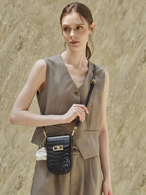Malas de pele genuína, designs coreanos de nicho, novas malas Kaili, malas femininas crossbody de ombro simples, bolsa retro de batom para telemóvel e moderna