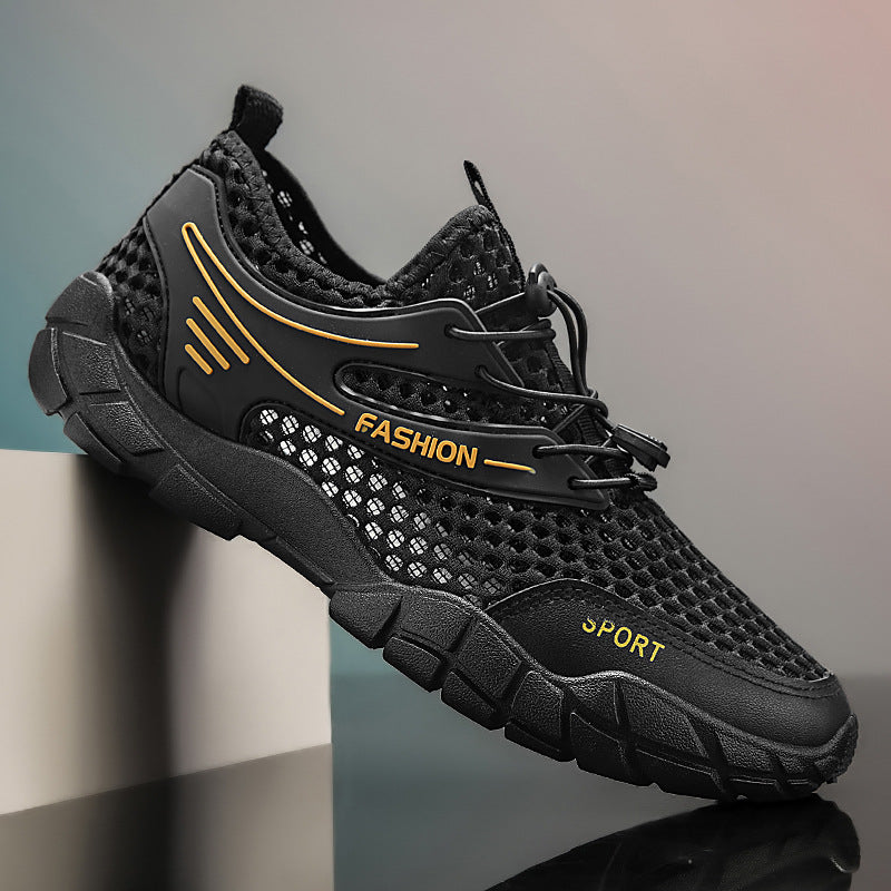 Sapatos de rede masculina, sapatos finos de rede respirável de verão para caminhadas de rede simples, sapatos casuais de verão para desporto de verão e na moda