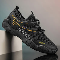 Sapatos de rede masculina, sapatos finos de rede respirável de verão para caminhadas de rede simples, sapatos casuais de verão para desporto de verão e na moda