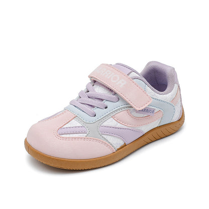 Sapatos infantis Warrior color-block Velcro, novos sapatos de treino moral para raparigas da primavera, ténis desportivos leves de sola fina, sapatos casuais versáteis