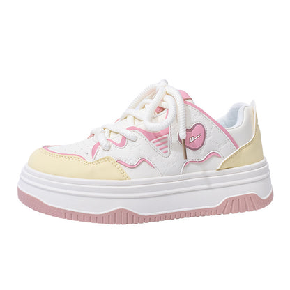 Sapatinas sapatinas versáteis para mulher com blocos de cor Warrior Dopamine, visual alto, design de ténis na moda, sapatos casuais de estilo preppy