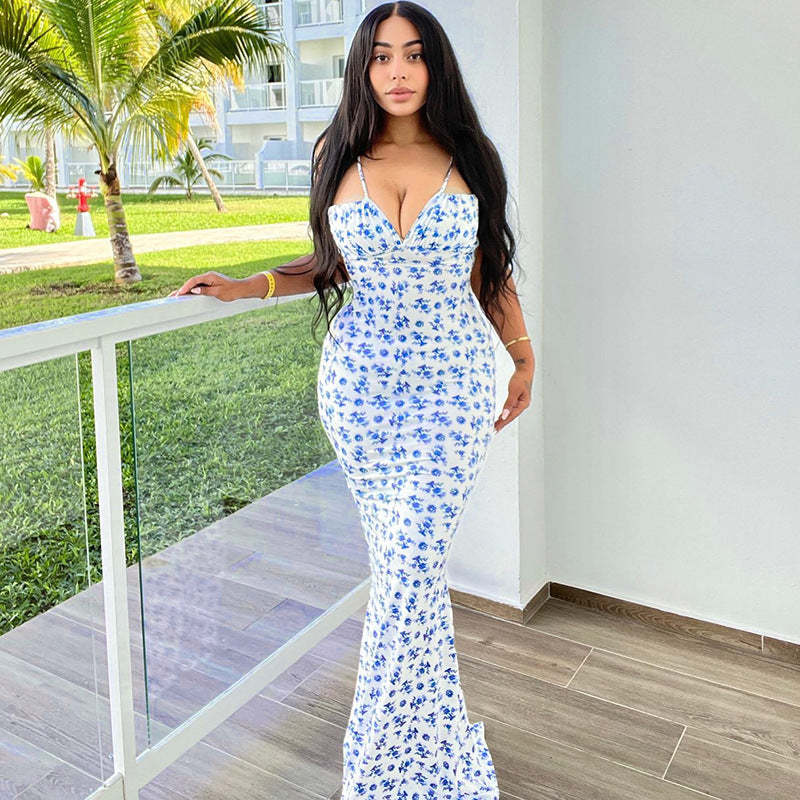 Europa & América 2026 Verão 2026 Novo Vestido Floral Pequeno de Alta Alta Com Alta Vestido Vestido Feminino Comércio Exterior Amazon Roupa Feminina Grossista
