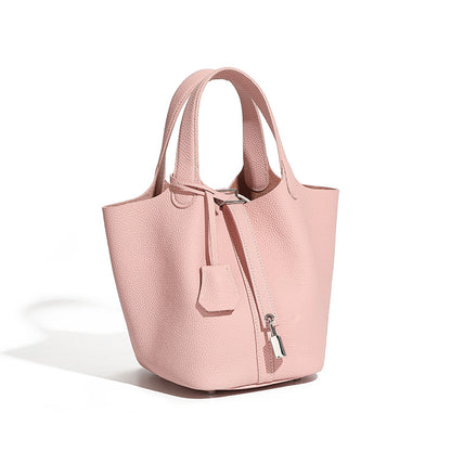 Malas 2026 Nova Cesta de Couve com Balde Bolsa de Mulher TC Mala de Pele Genuína Mala de Mãe Bolsa de Noiva Sensação de Luxo de Casamento