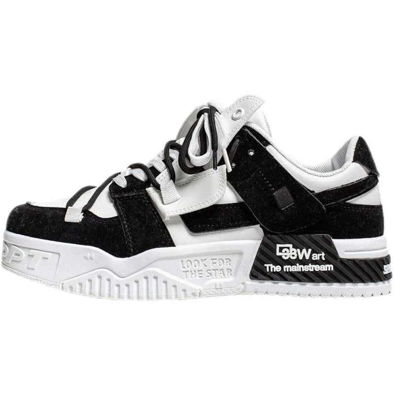 Sapatilhas de skate de verão para homens, panda preto e branco, marcas americanas ultra-leves de sola grossa e modernas, sapatilhas casuais casuais de alta qualidade que aumentam a altura