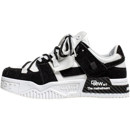 Sapatilhas de skate de verão para homens, panda preto e branco, marcas americanas ultra-leves de sola grossa e modernas, sapatilhas casuais casuais de alta qualidade que aumentam a altura