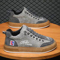 Sapatos de lona para homem, ténis casuais de veludo cotelê versáteis de primavera, sapatos de um pé para homem com um pé, sapatos desportivos com sola macia e modernos para homens