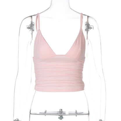 AliExpress INS estilo moda street style sexy de decote em V de cor sólida cropta, versátil slim fit camisola europeia e americana por grosso