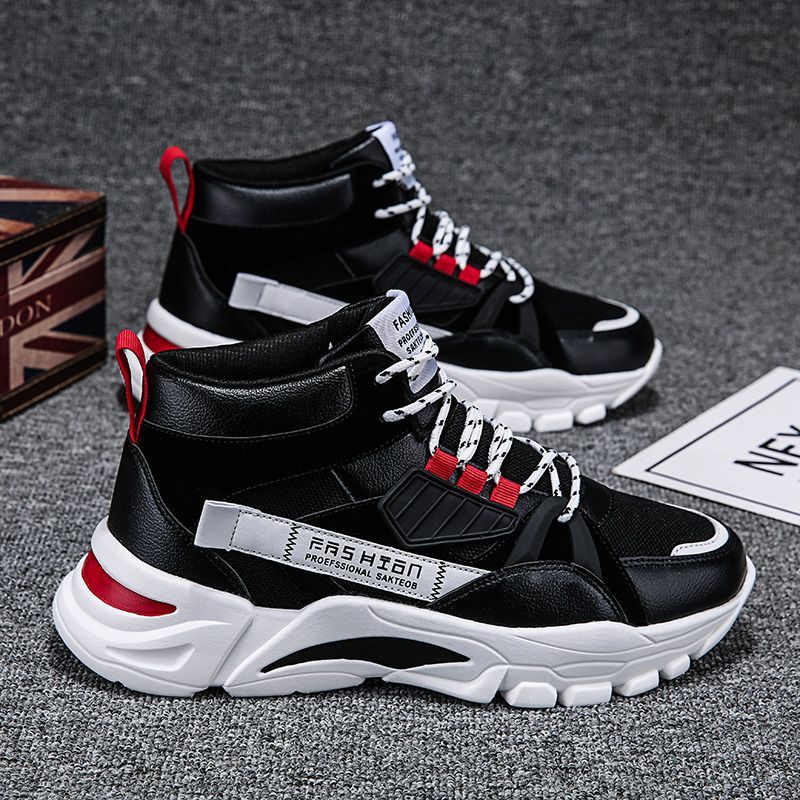 Sapatos masculinos, sapatos novos de cano alto para primavera, sapatos desportivos da moda para homem, sapatos de pai versáteis e respiráveis para homem, sapatos de estudante