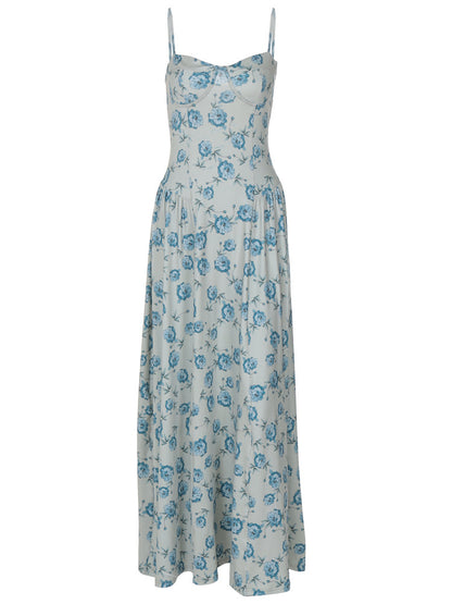 2026 Vestido Princesa Slimless Strapless Sweet Style Verão Europeus e Americanos com Vestido Floral de Alças Finas para Mulheres