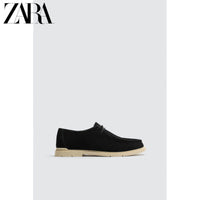 Oferta especial ZARA: Sapatos casuais masculinos selecionados em camurça preta com cadarço, 2431720 800